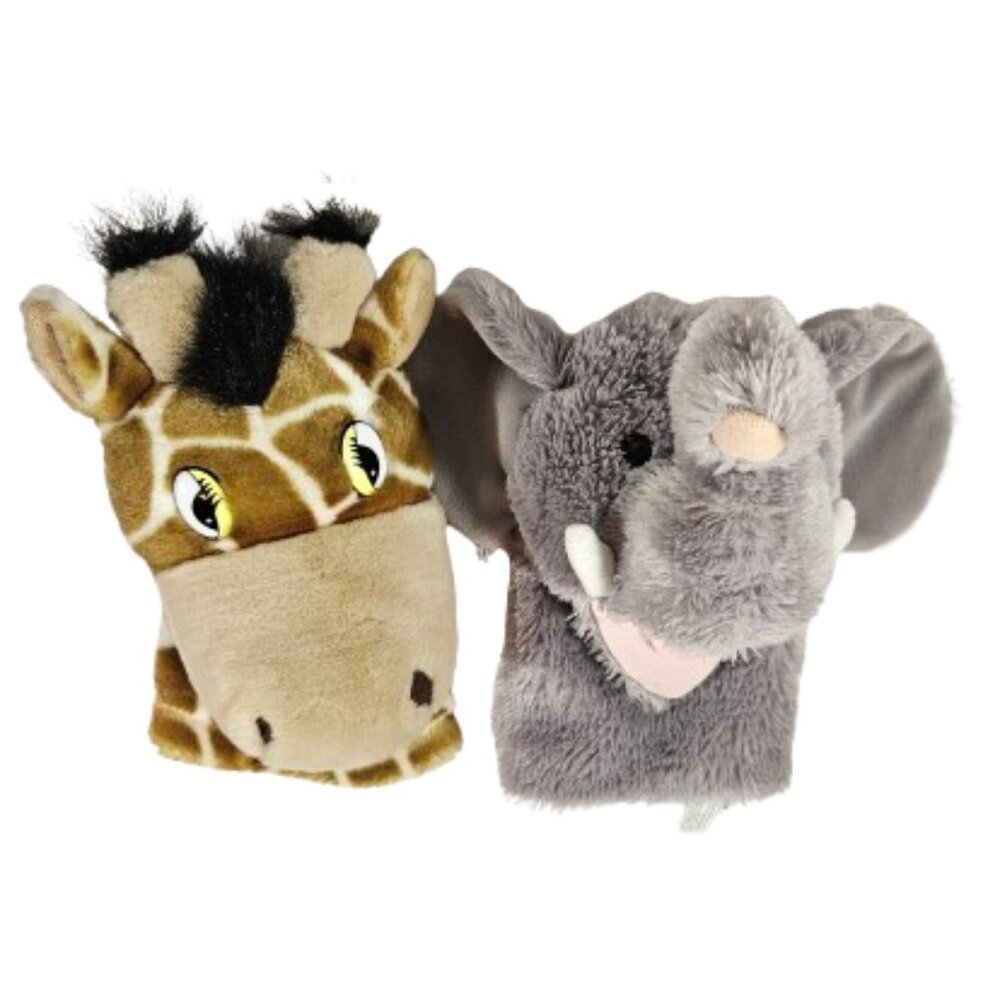 Aurora Giraffe and Elephant Puppets Plush Toys